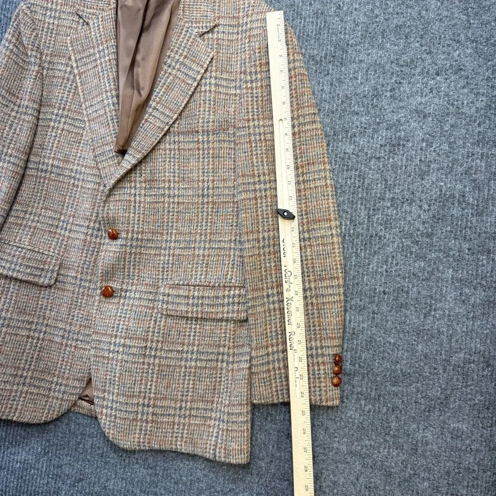 VTG Filenes Tweed Blazer Mens‎ 40 Brown Plaid Wool Sport Coat Jacket Old Money